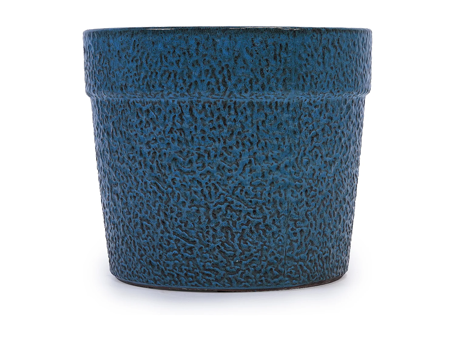 Set van 3 antieke blauwe keramische bloempotten Ø 38,1/30,5/22,7 cm