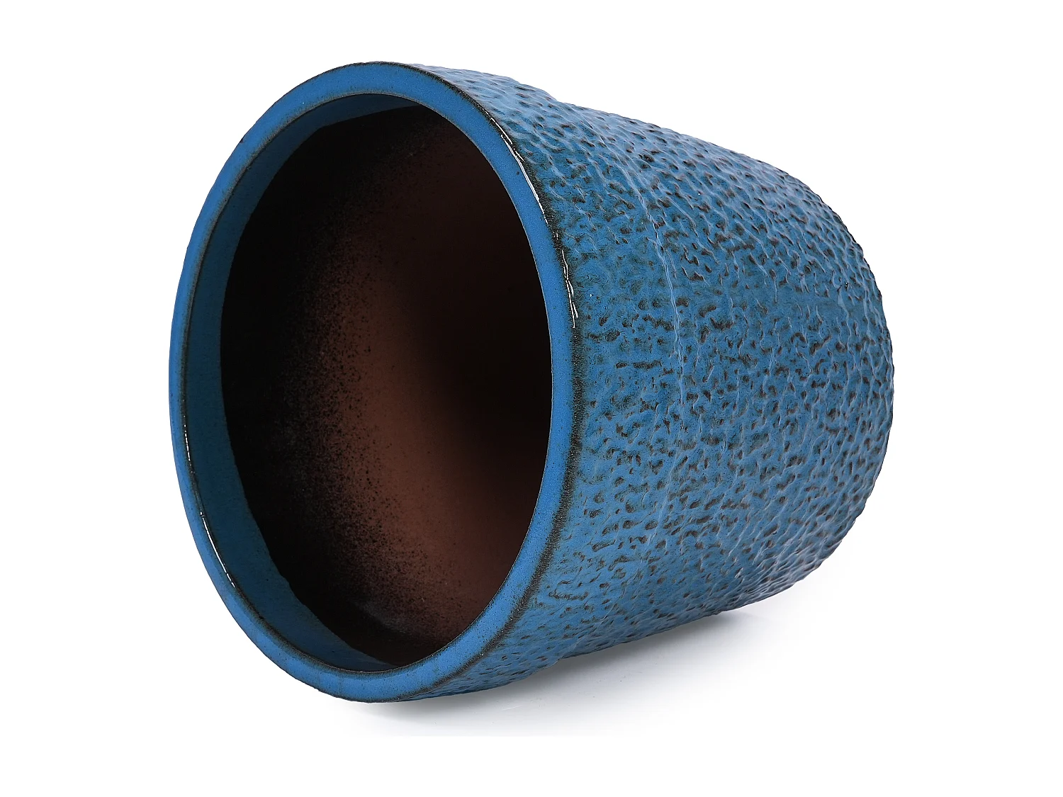 Set van 3 antieke blauwe keramische bloempotten Ø 38,1/30,5/22,7 cm