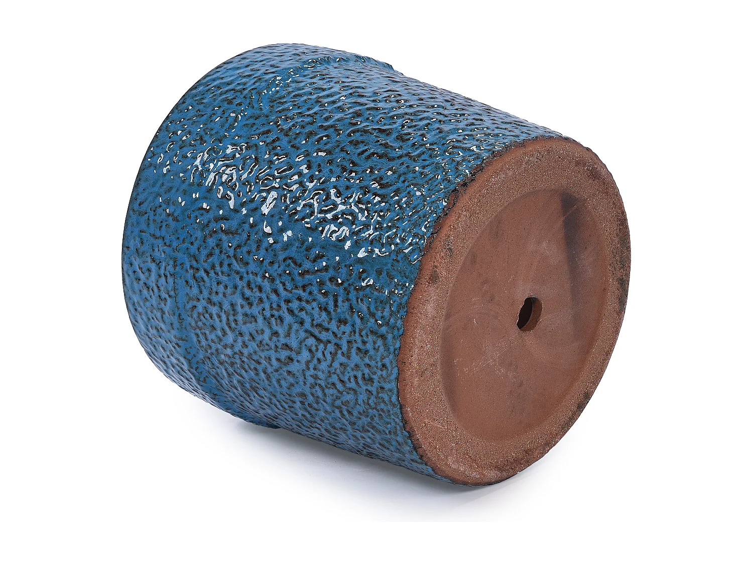 Set van 3 antieke blauwe keramische bloempotten Ø 38,1/30,5/22,7 cm