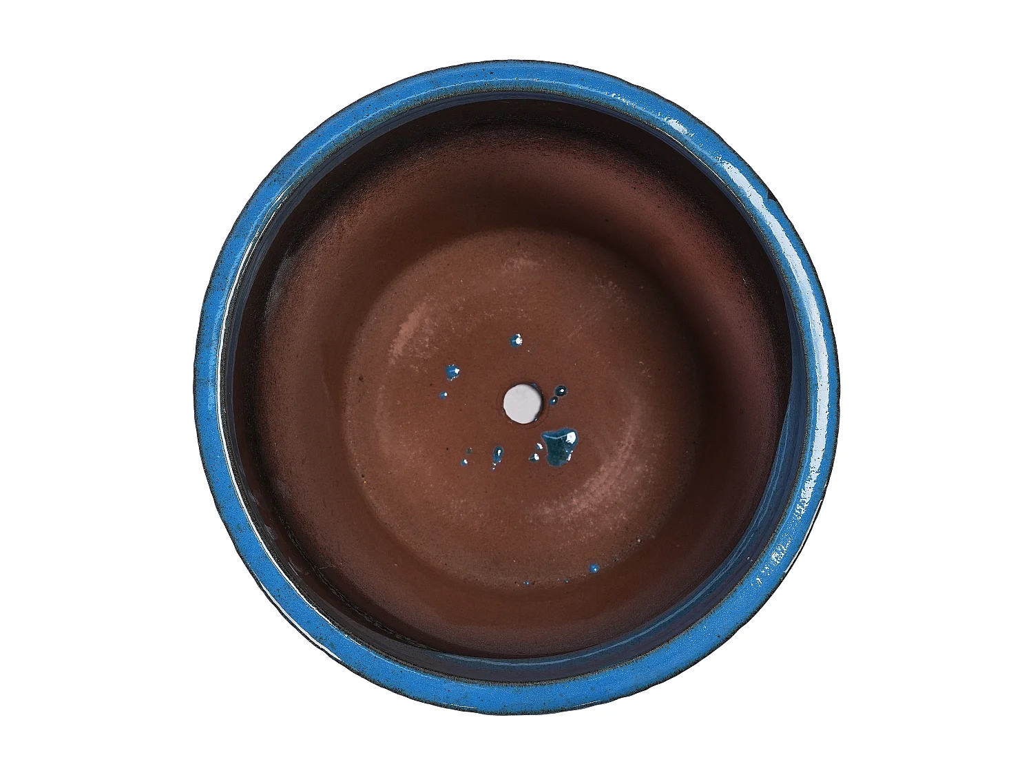 Set van 3 antieke blauwe keramische bloempotten Ø 38,1/30,5/22,7 cm