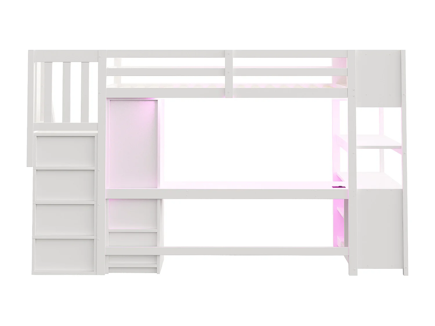 Hoogslaper 90 x 200 cm met kledingkast, bureau en stopcontacten - Gemaakt van MDF en wit grenenhout