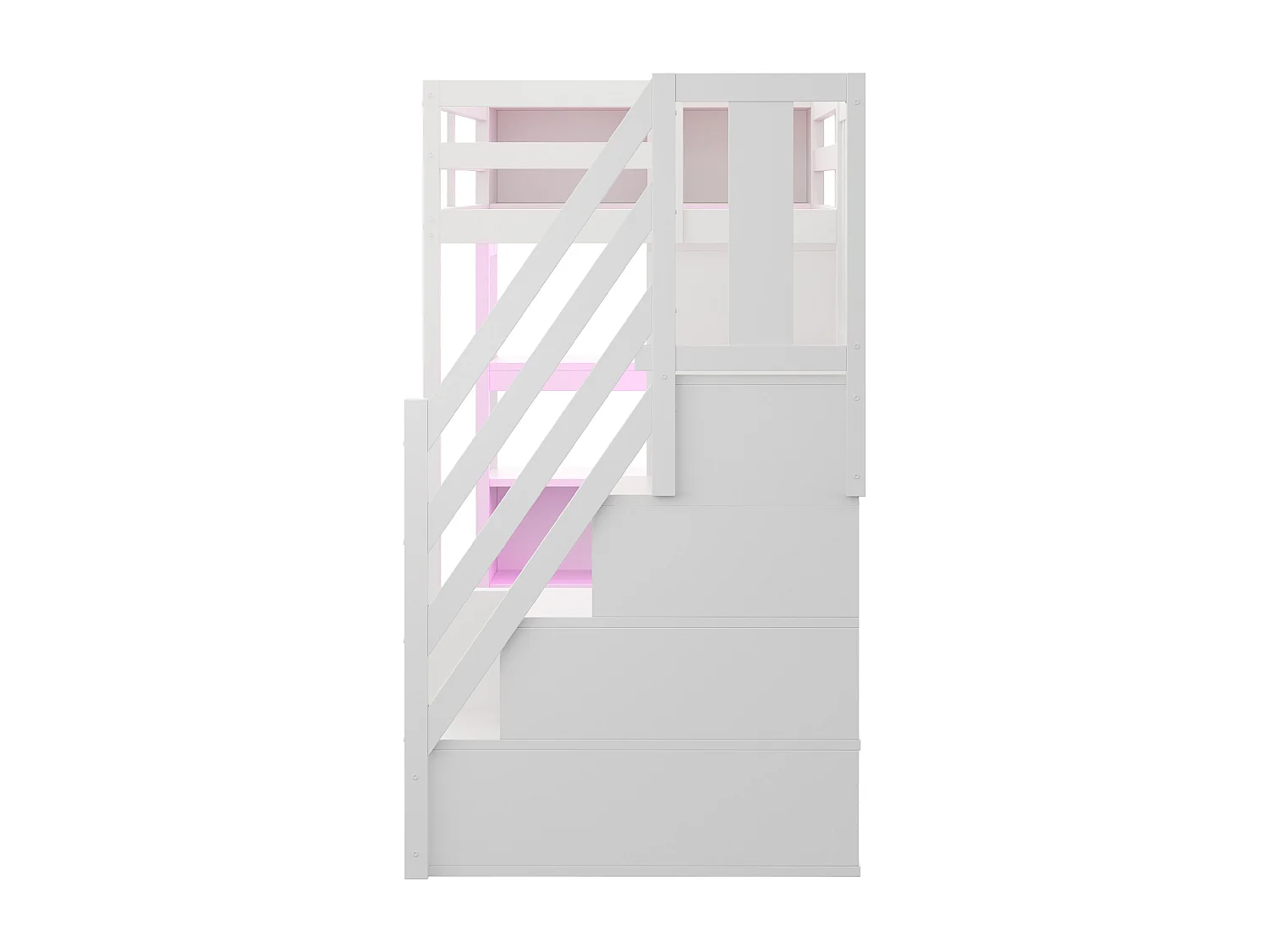 Hoogslaper 90 x 200 cm met kledingkast, bureau en stopcontacten - Gemaakt van MDF en wit grenenhout