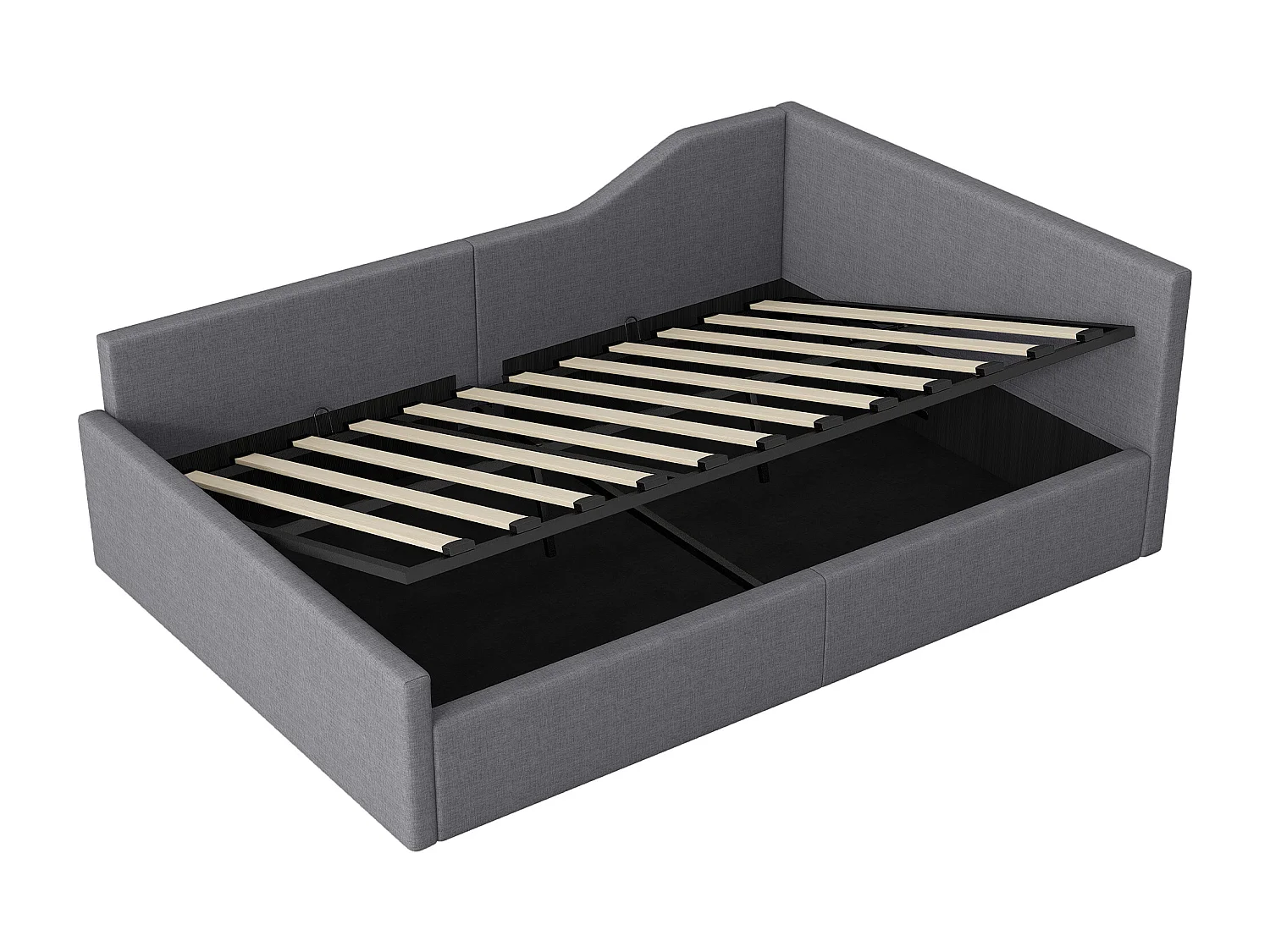 Cama nido para adultos de 140x200 cm en lino gris - Daybed con somier de láminas