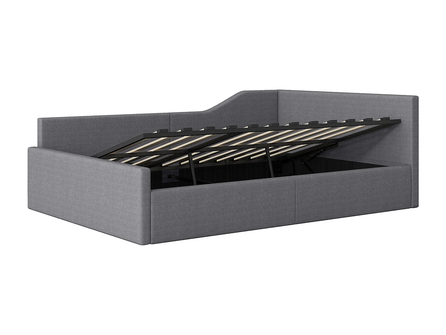 Cama nido para adultos de 140x200 cm en lino gris - Daybed con somier de láminas
