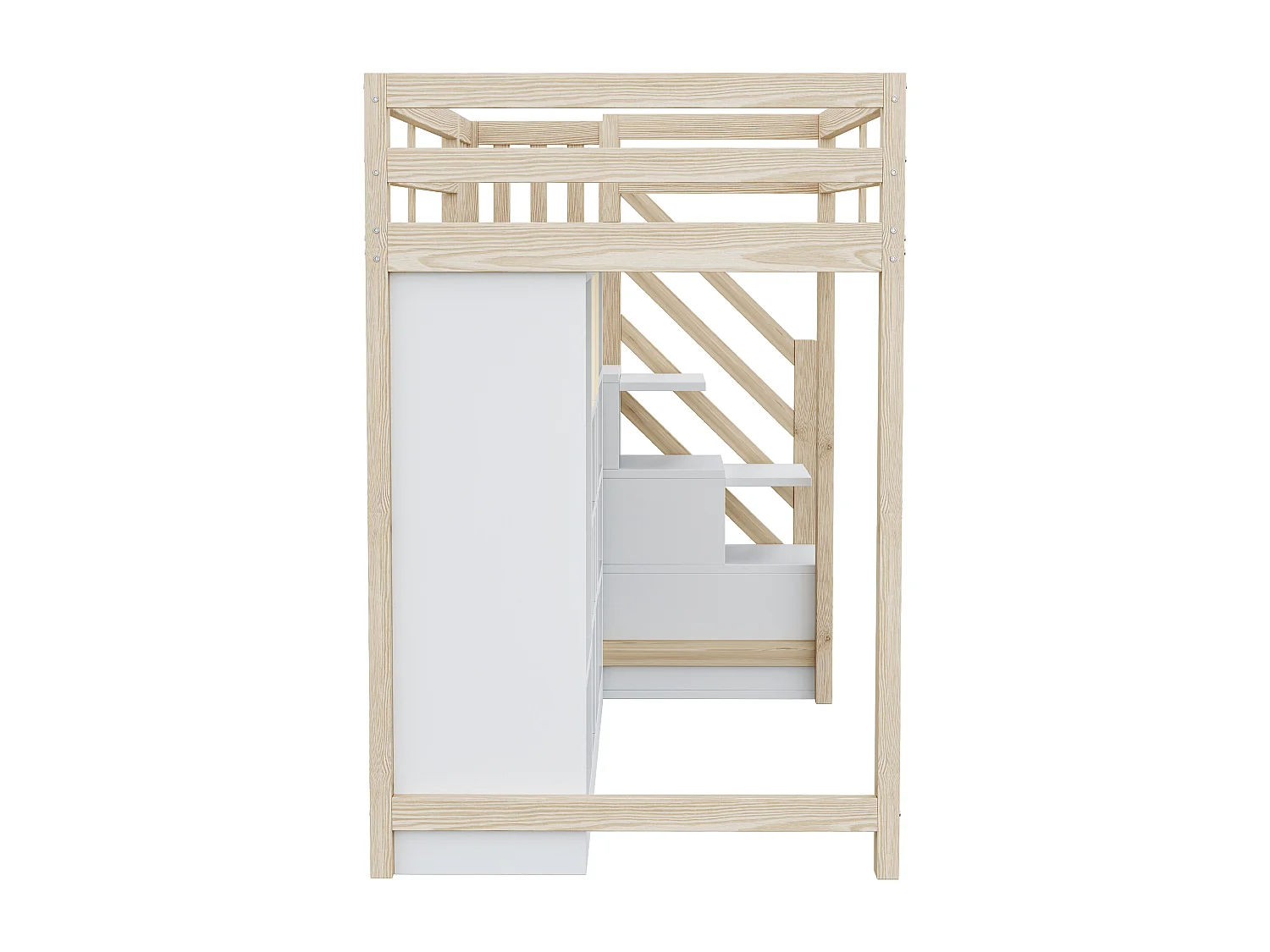 Letto a soppalco 90 x 200 cm con scomparti multipli e armadio, illuminazione a LED - Luce naturale e bianca