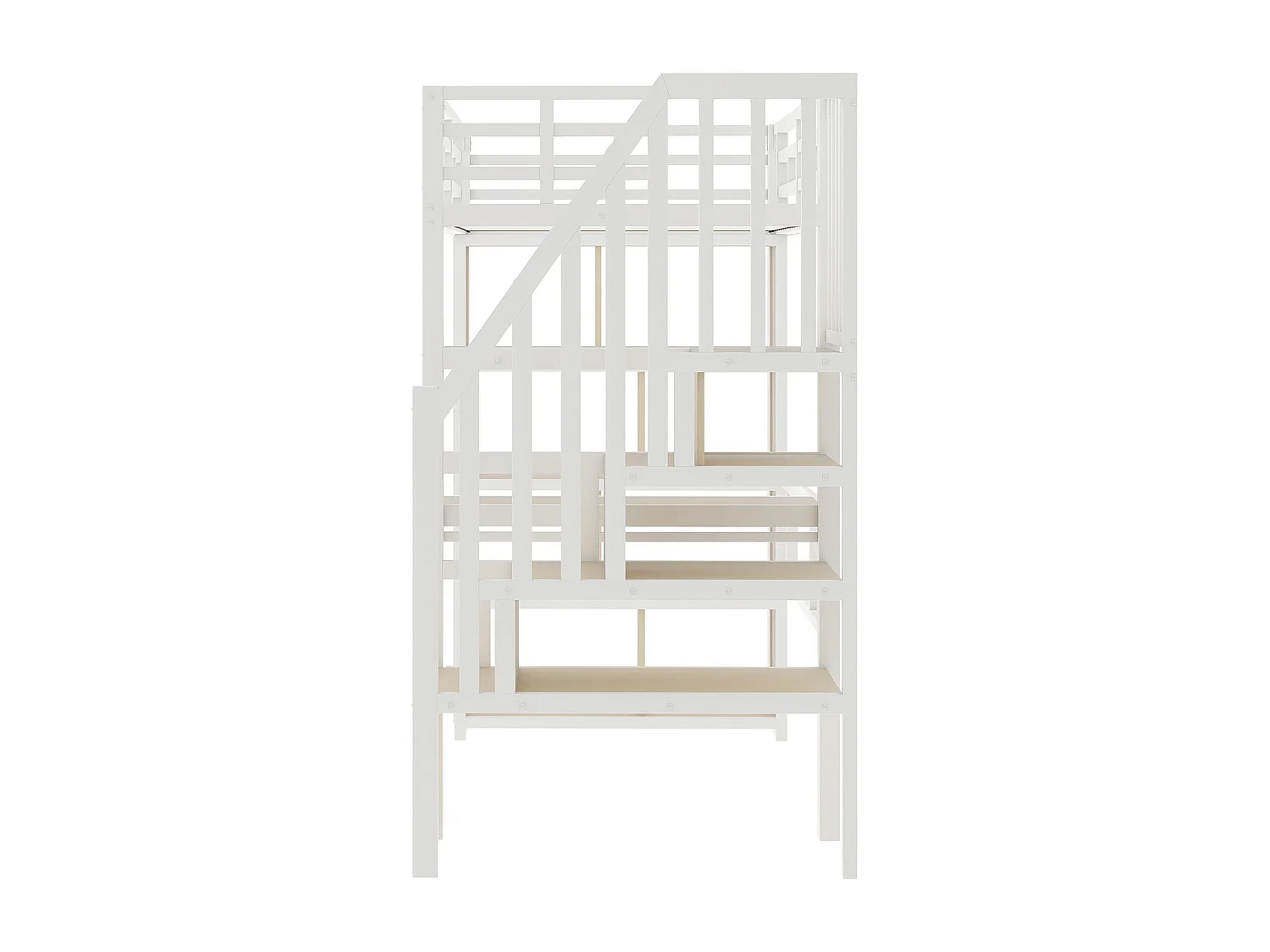 Lit mezzanine 90 x 200 cm avec bureau, compartiment de rangement et LED - Métal et bois - Blanc