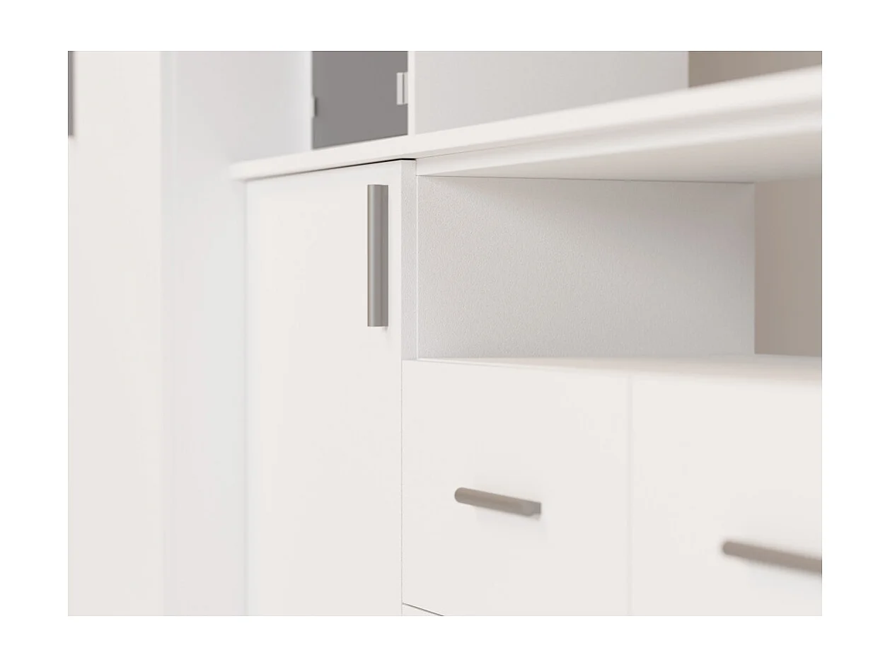 Meuble mural moderne avec grandes armoires et vitrine TV 380×240 cm NESTO