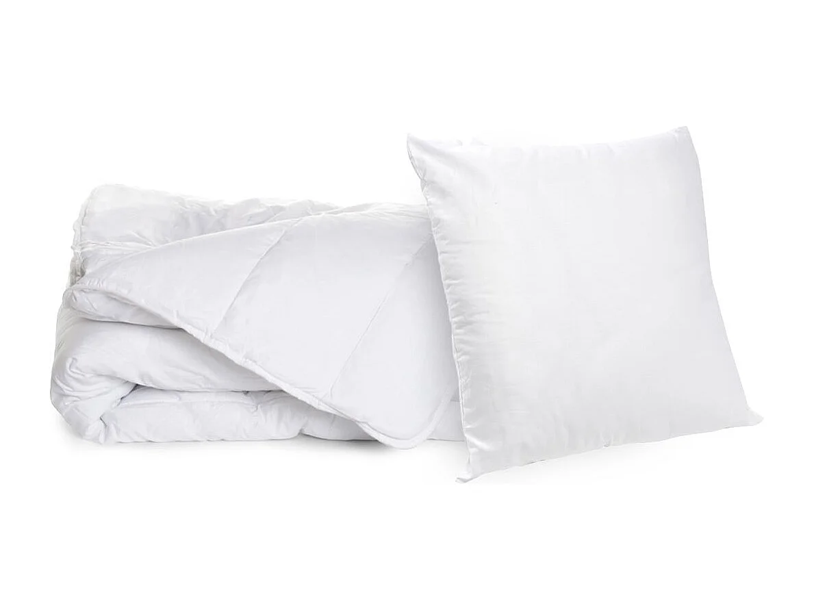 Pack Été Couette légère 140x200cm + Oreiller moelleux 60x60cm Anti-acariens Traitement naturel - 1 personne