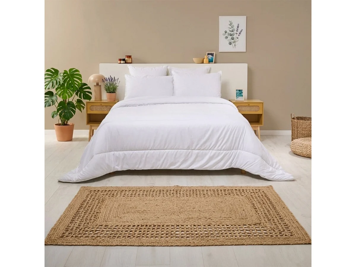 Pack Été Couette légère 220x240cm + 2 Oreillers moelleux 60x60cm Anti-acariens Traitement naturel - 2 personnes
