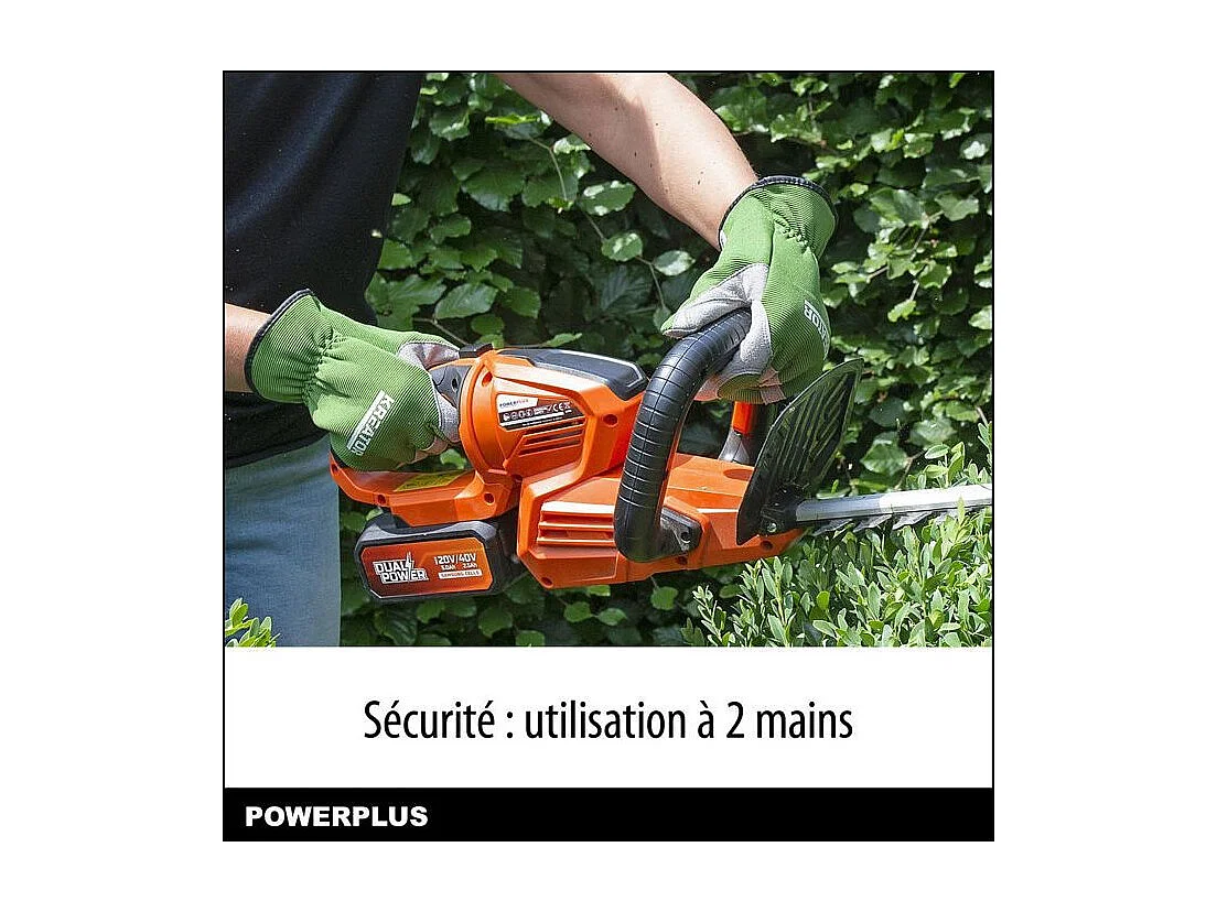Taille-haies a batterie 40V Dual Power POWDPG7536 - Lame 670 mm, Écartement 22 mm - Livré sans batterie ni chargeur
