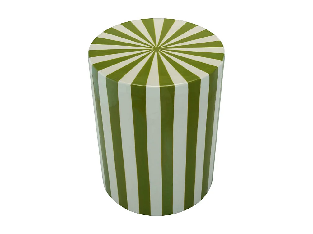 Lupa - Table d'appoint ronde à rayures ø 35 cm - Vert olive