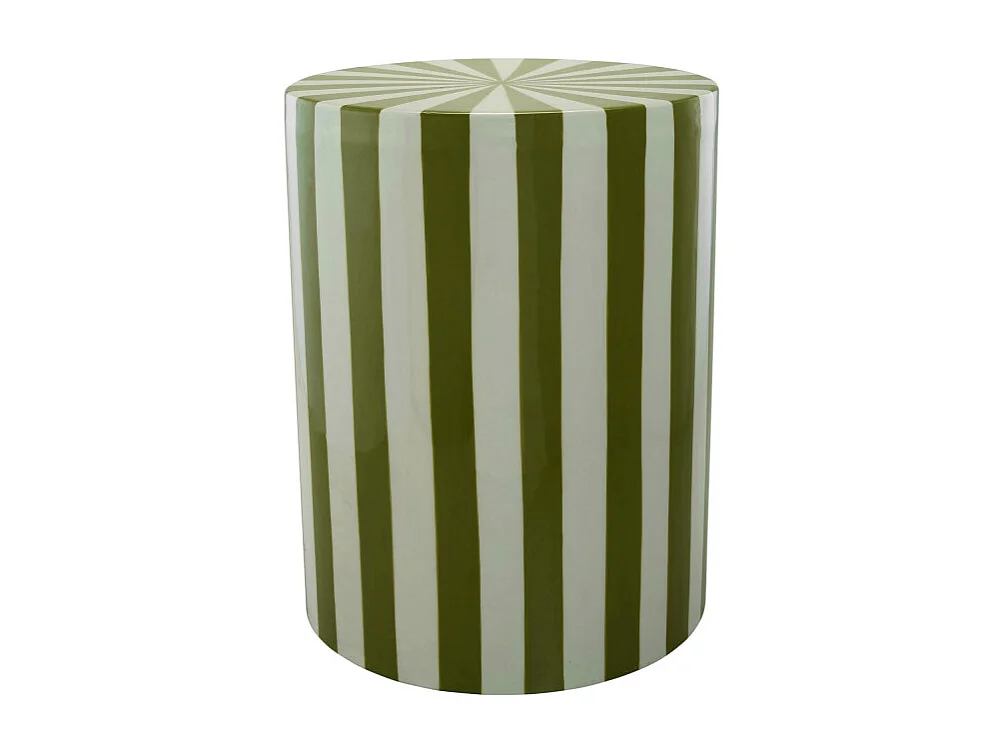 Lupa - Table d'appoint ronde à rayures ø 35 cm - Vert olive
