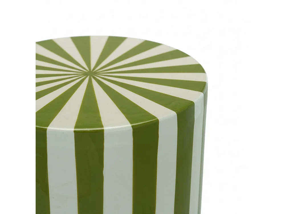 Lupa - Table d'appoint ronde à rayures ø 35 cm - Vert olive
