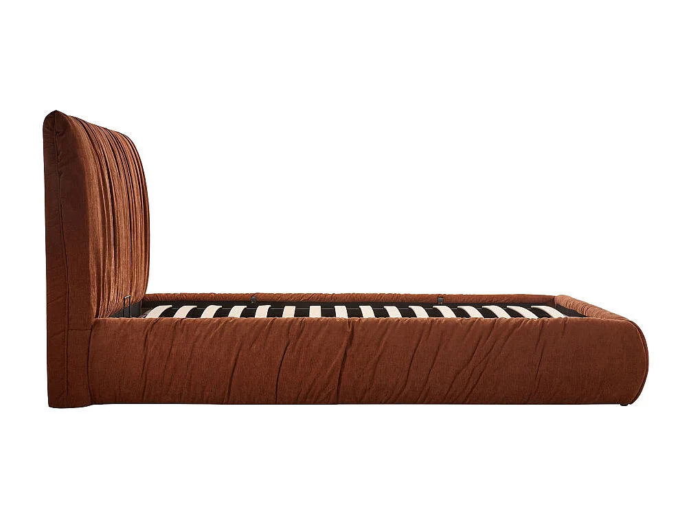 Livia - Lit coffre en tissu 160x200cm - Terracotta