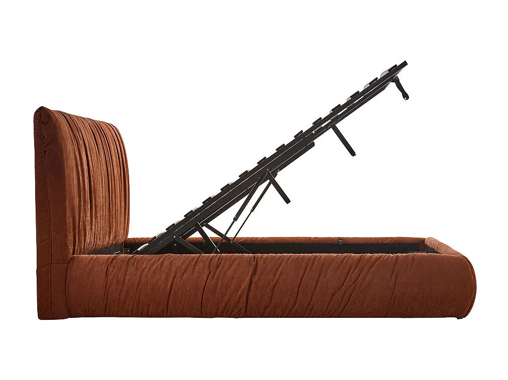 Livia - Lit coffre en tissu 160x200cm - Terracotta