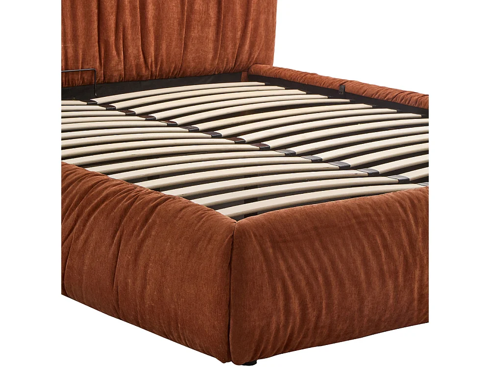 Livia - Lit coffre en tissu 160x200cm - Terracotta