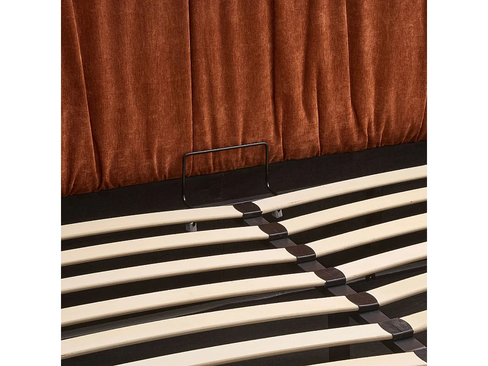 Livia - Lit coffre en tissu 160x200cm - Terracotta
