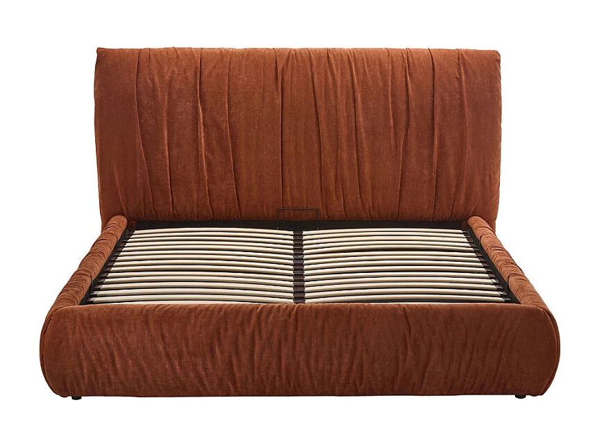 Livia - Lit coffre en tissu 160x200cm - Terracotta
