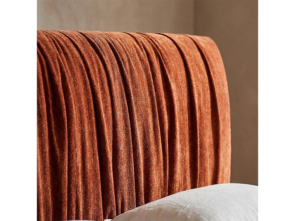 Livia - Lit coffre en tissu 160x200cm - Terracotta