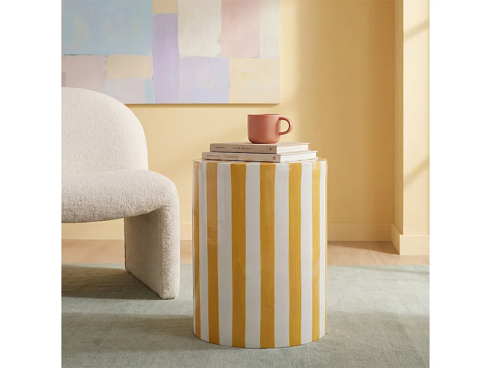 Lupa - Table d'appoint ronde à rayures ø 35 cm - Jaune