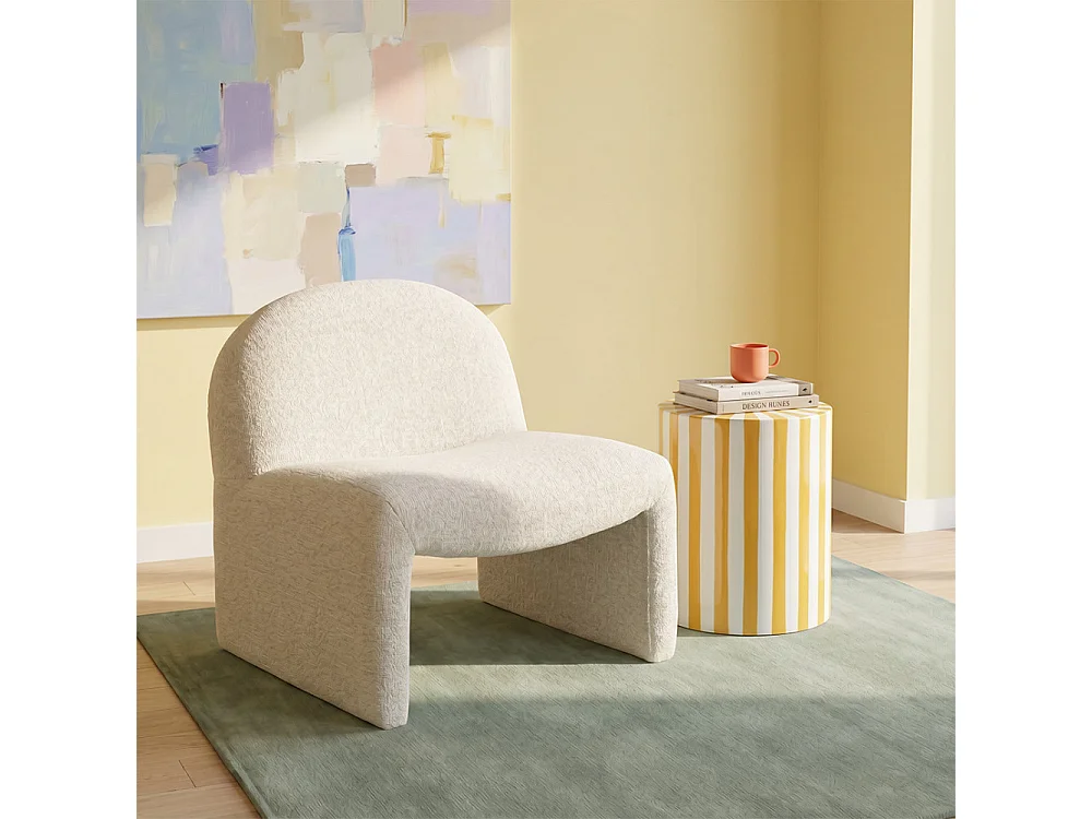 Lupa - Table d'appoint ronde à rayures ø 35 cm - Jaune