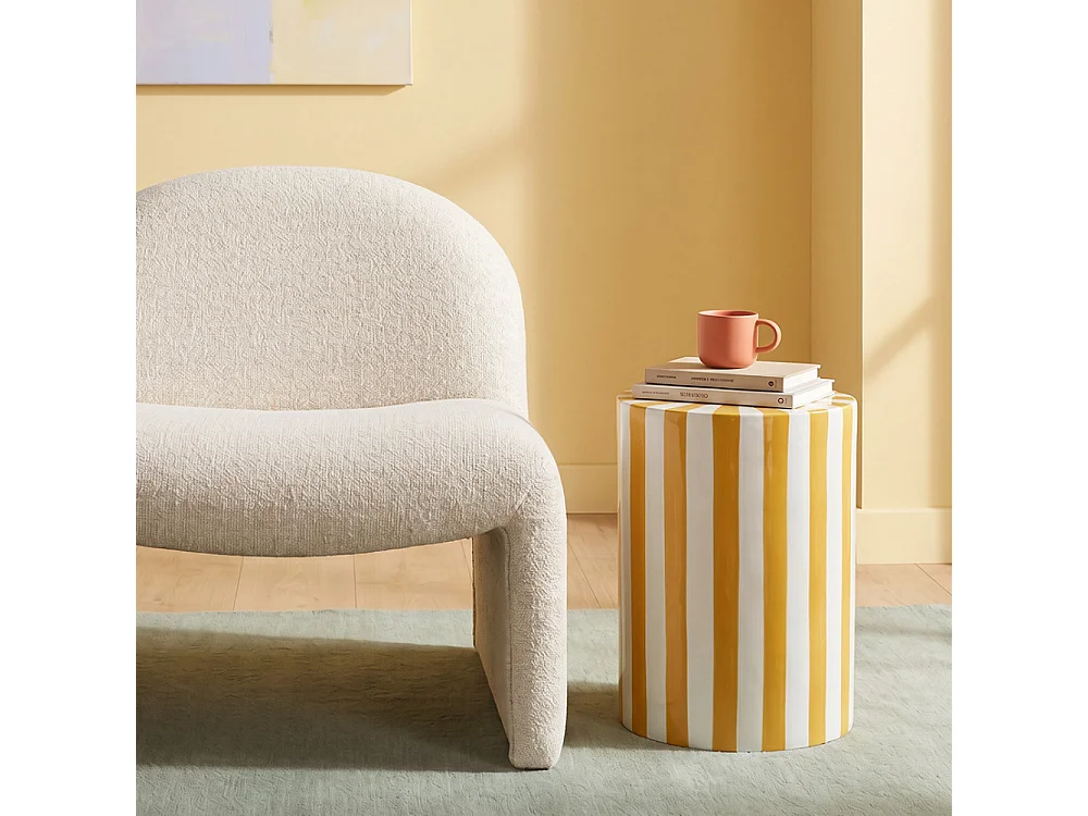 Lupa - Table d'appoint ronde à rayures ø 35 cm - Jaune