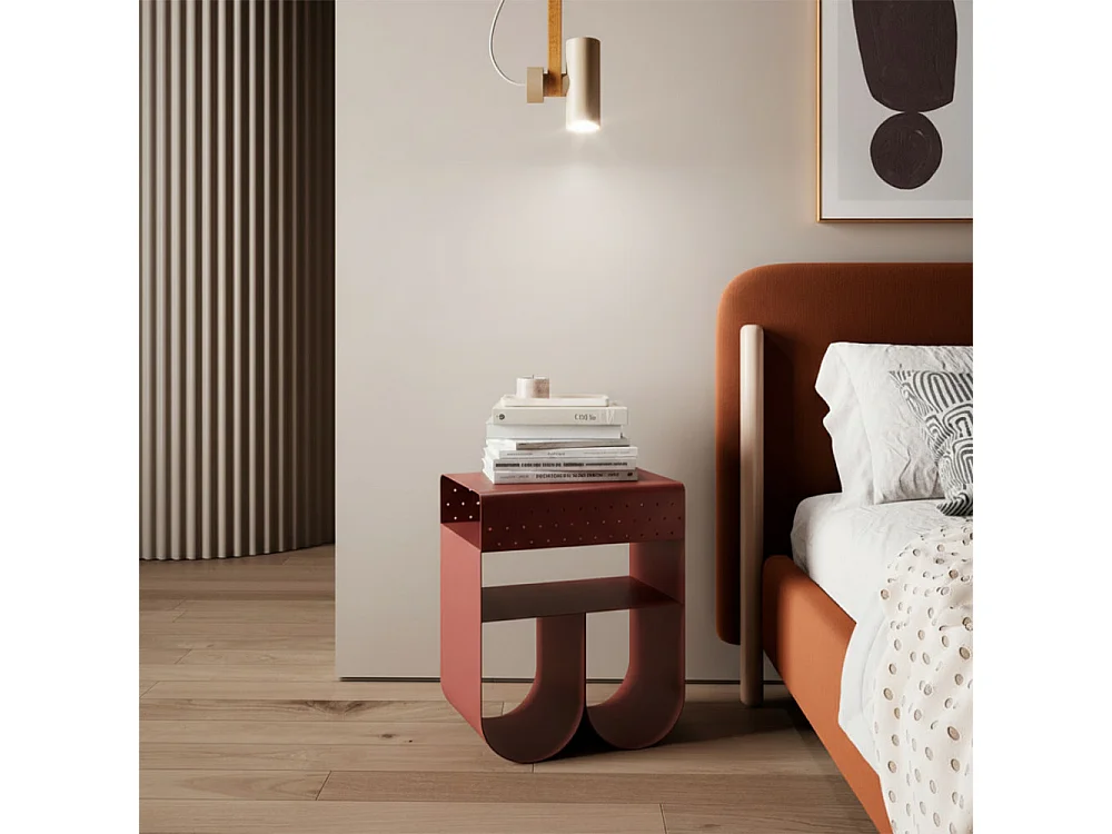 Curl - Table d'appoint en métal H 48 cm - Bordeaux