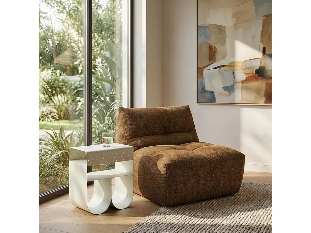 Curl - Table d'appoint en métal H 48 cm - Beige