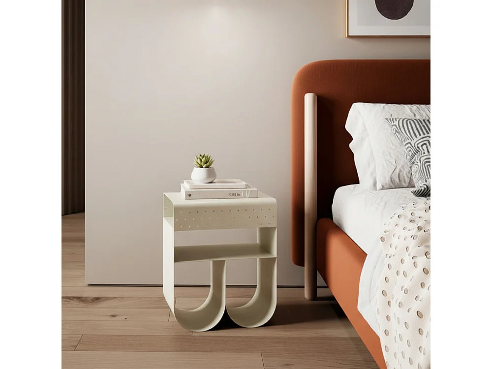 Curl - Table d'appoint en métal H 48 cm - Beige