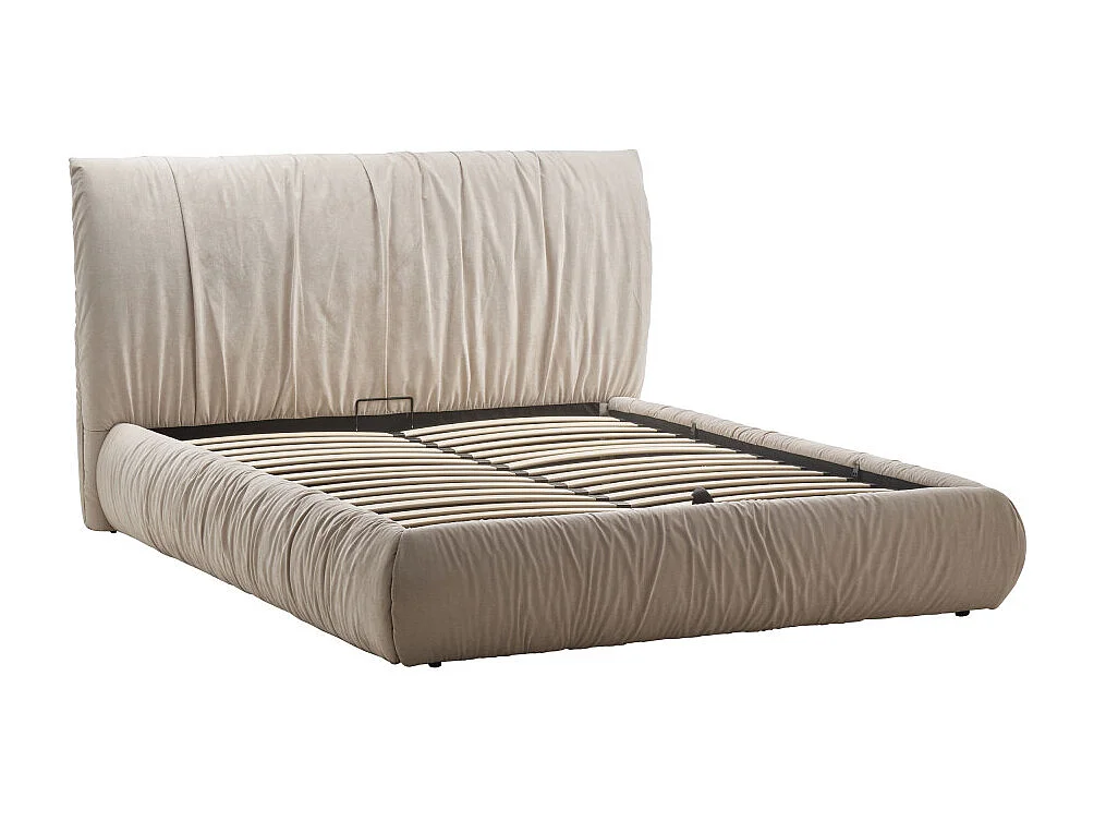 Livia - Lit coffre en tissu 160x200cm - Beige