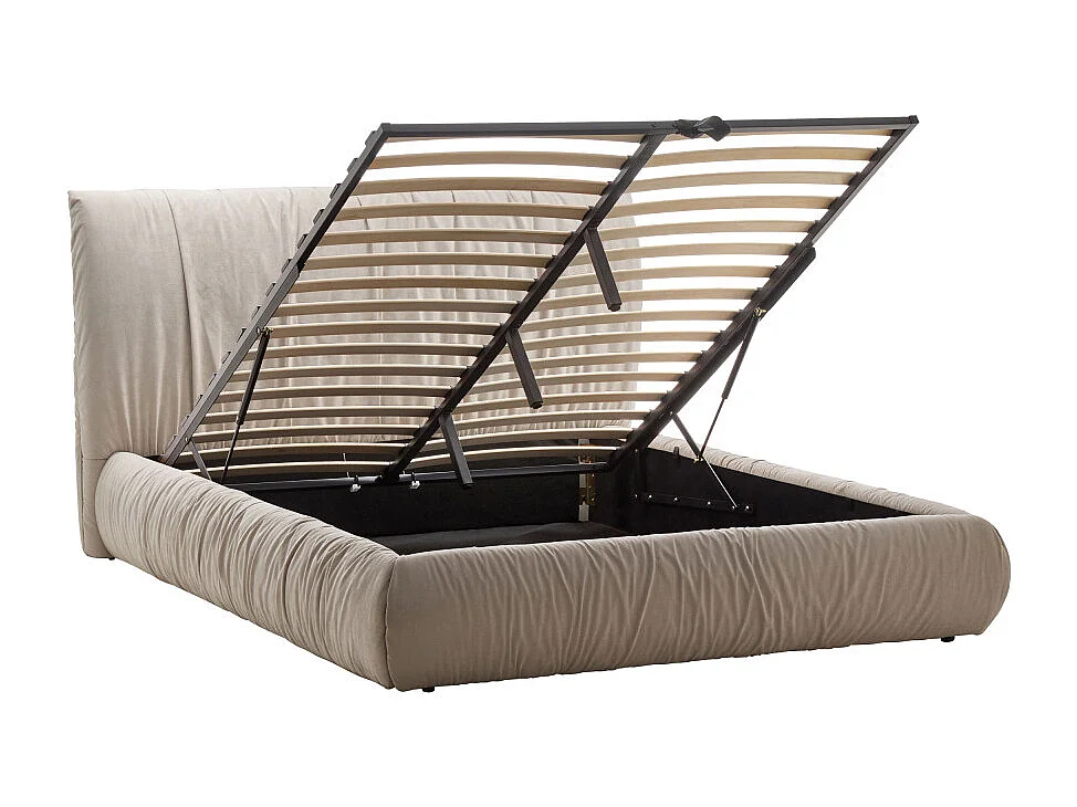 Livia - Lit coffre en tissu 160x200cm - Beige
