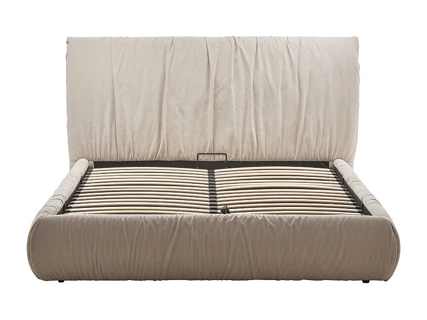 Livia - Lit coffre en tissu 160x200cm - Beige