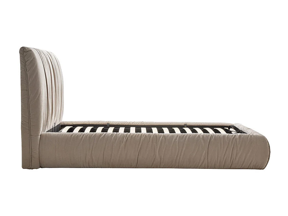 Livia - Lit coffre en tissu 160x200cm - Beige