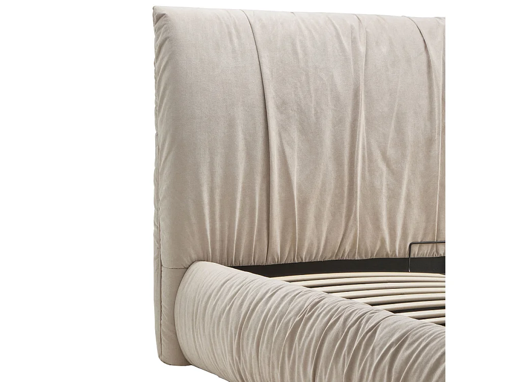 Livia - Lit coffre en tissu 160x200cm - Beige