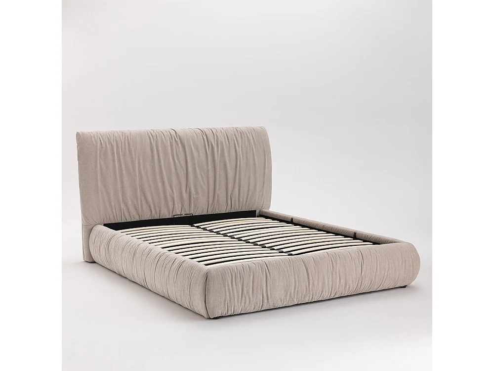 Livia - Lit coffre en tissu 160x200cm - Beige