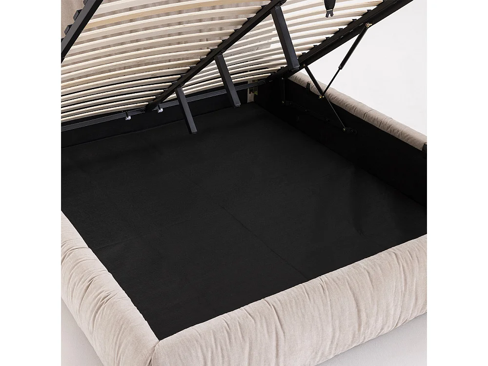 Livia - Lit coffre en tissu 160x200cm - Beige