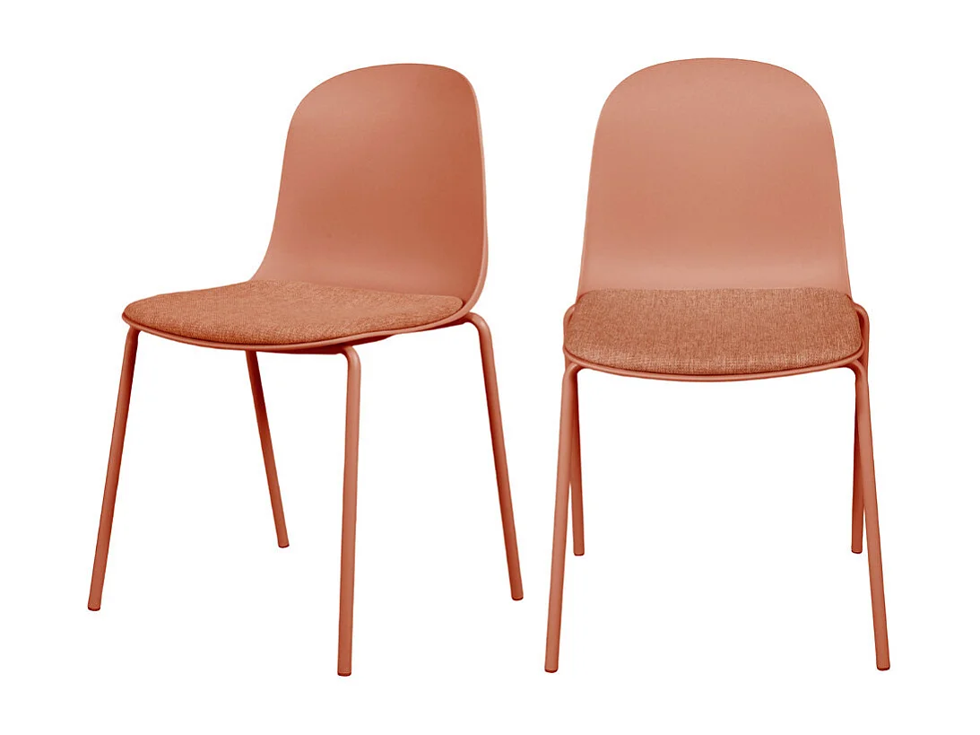 Linda - Lot de 2 chaises en tissu et métal pieds terracotta - Terracotta