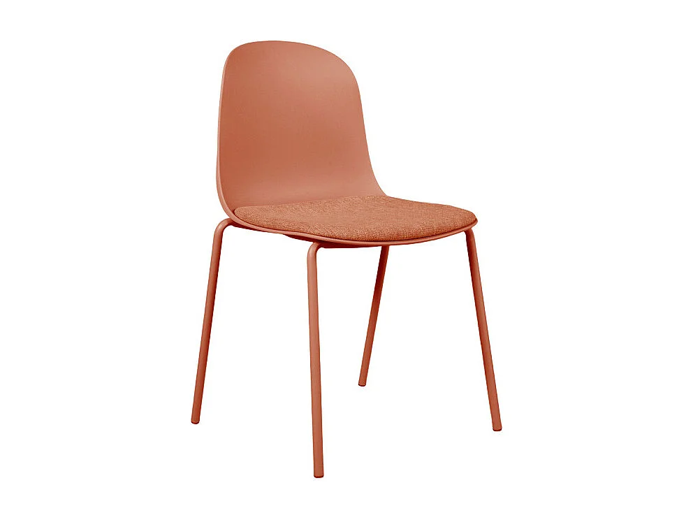 Linda - Lot de 2 chaises en tissu et métal pieds terracotta - Terracotta