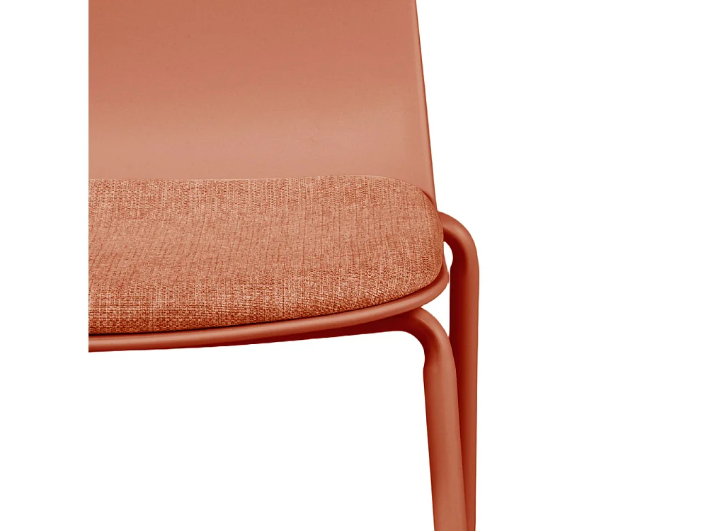 Linda - Lot de 2 chaises en tissu et métal pieds terracotta - Terracotta