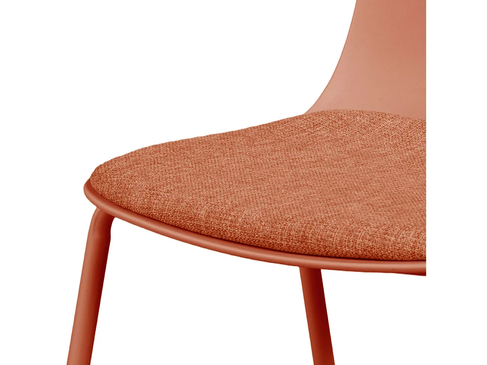 Linda - Lot de 2 chaises en tissu et métal pieds terracotta - Terracotta