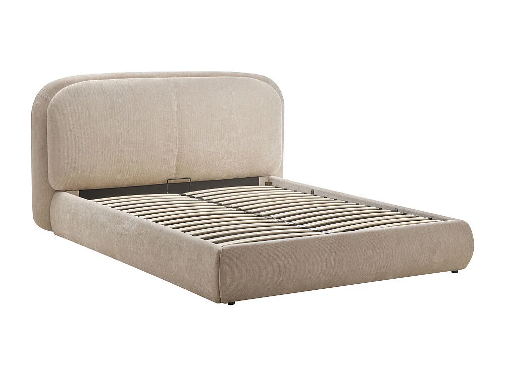 Claudie - Lit coffre en tissu 160x200cm - Beige