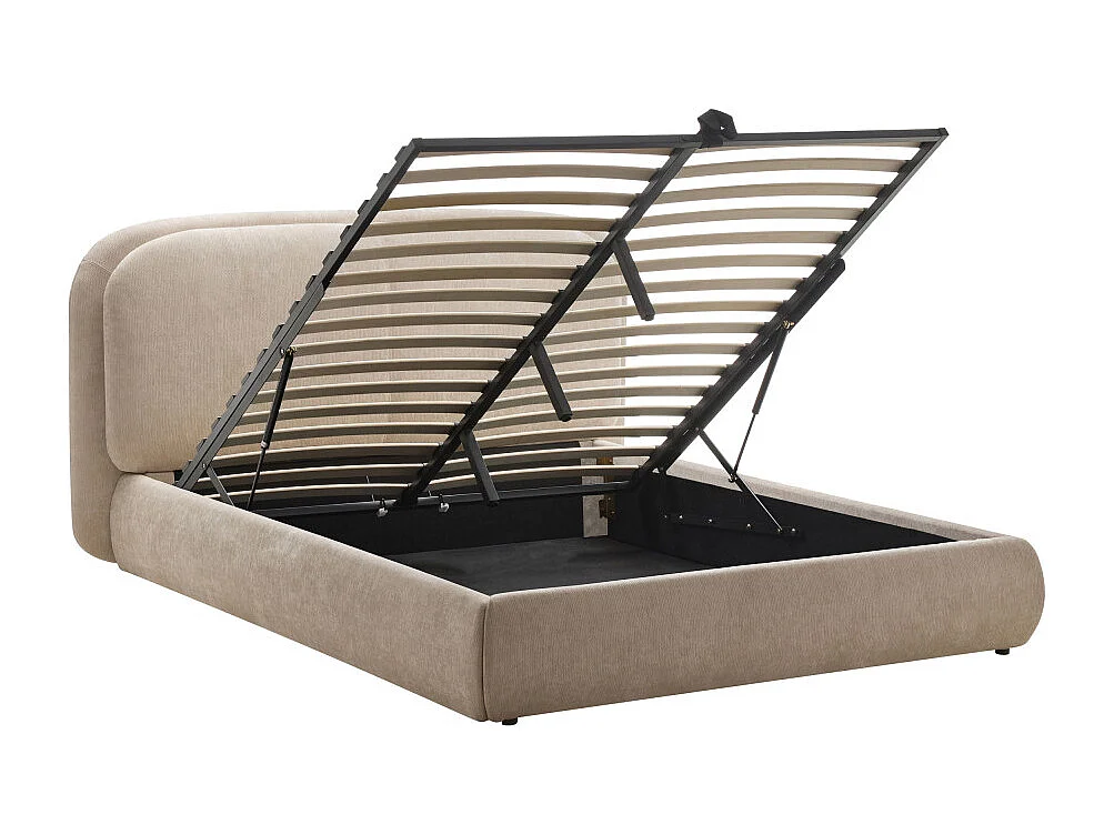 Claudie - Lit coffre en tissu 160x200cm - Beige