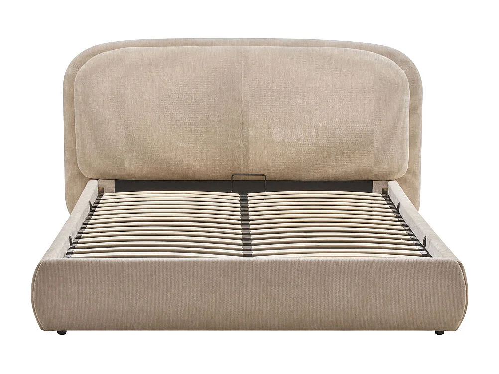 Claudie - Lit coffre en tissu 160x200cm - Beige
