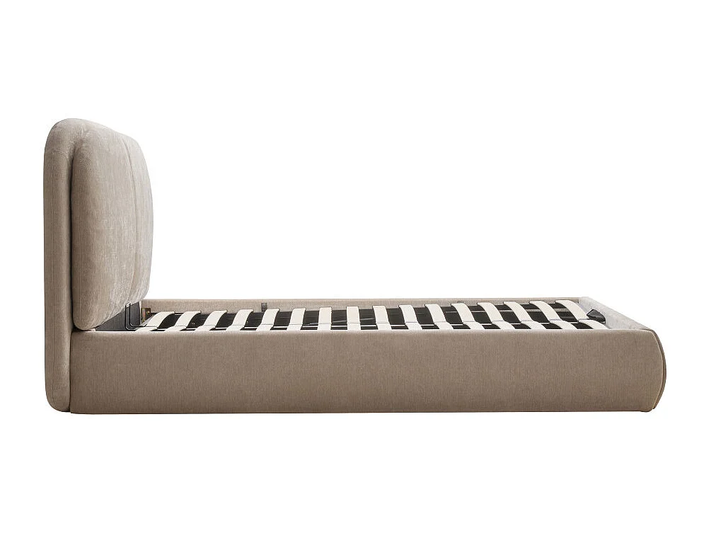 Claudie - Lit coffre en tissu 160x200cm - Beige