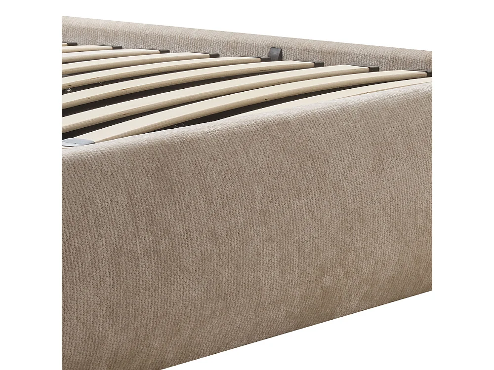 Claudie - Lit coffre en tissu 160x200cm - Beige