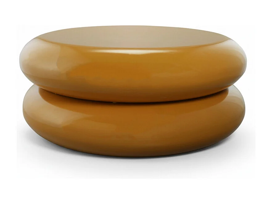 Olyn - Table basse ronde en métal finition laqué H 29 ø 68 cm- Jaune moutarde