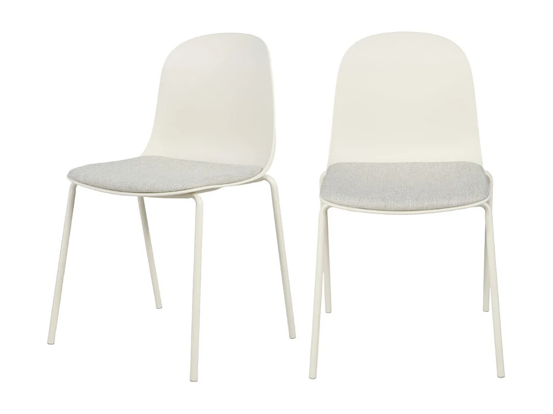 Linda - Lot de 2 chaises en tissu et métal pieds beige - Beige