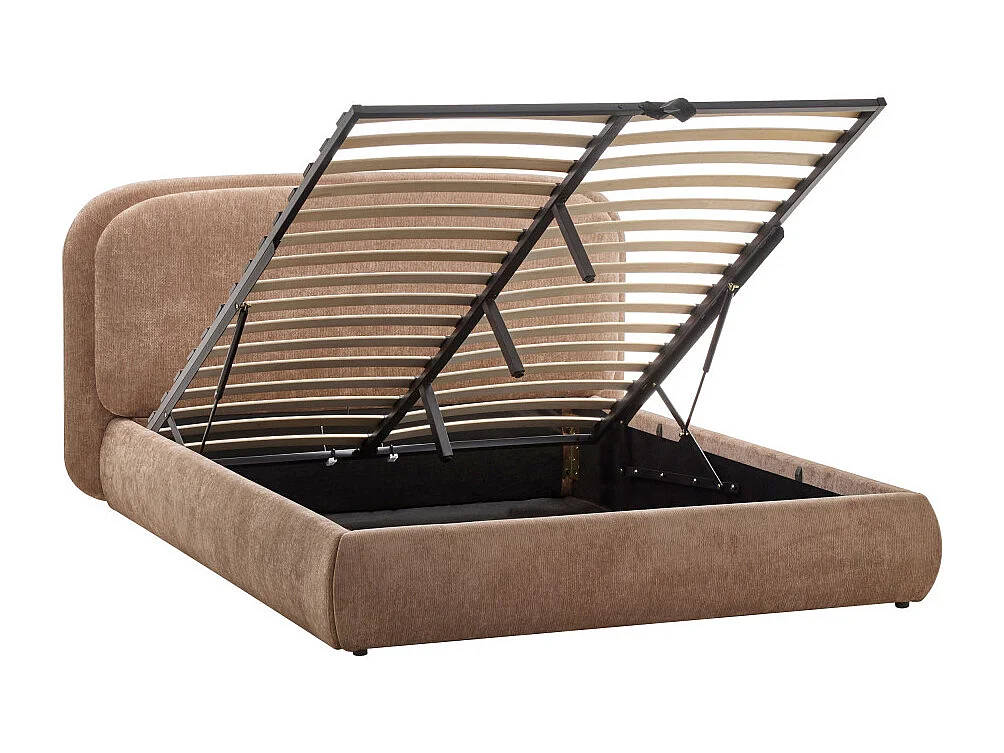 Claudie - Lit coffre en tissu 160x200cm - Marron