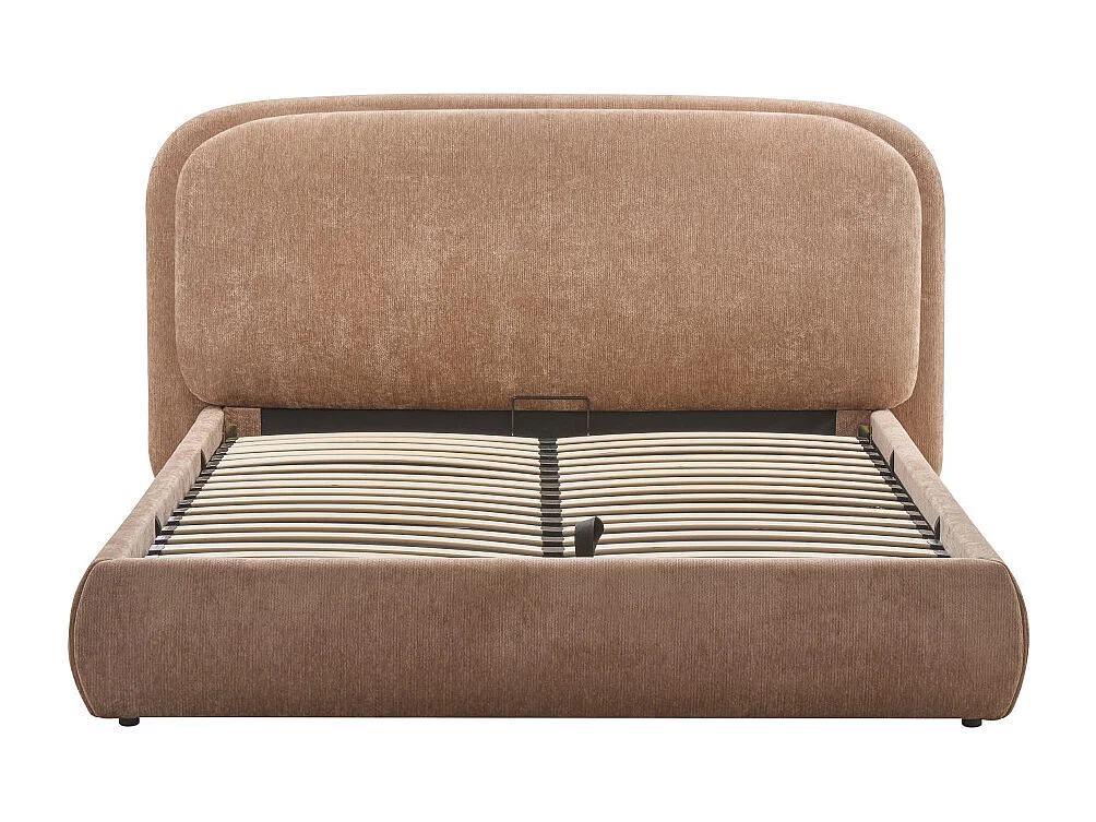 Claudie - Lit coffre en tissu 160x200cm - Marron