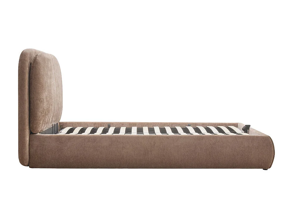 Claudie - Lit coffre en tissu 160x200cm - Marron